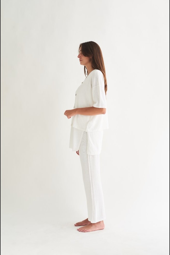 Pantalone cuciture esterne Donna Cotone-Lino